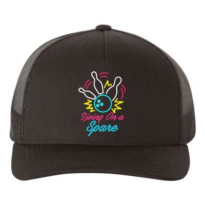 Living On A Spare Funny Bowling Pins Sports Hobby Yupoong Adult 5-Panel Trucker Hat