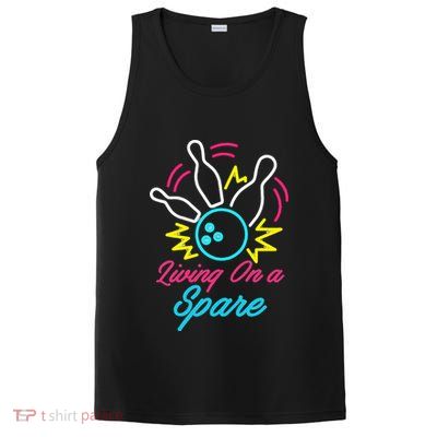 Living On A Spare Funny Bowling Pins Sports Hobby PosiCharge Competitor Tank