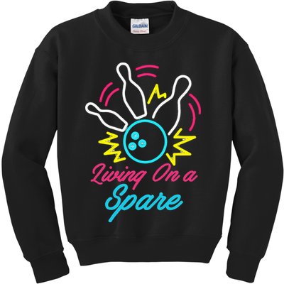 Living On A Spare Funny Bowling Pins Sports Hobby Kids Sweatshirt