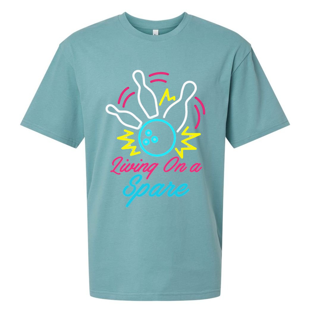 Living On A Spare Funny Bowling Pins Sports Hobby Sueded Cloud Jersey T-Shirt