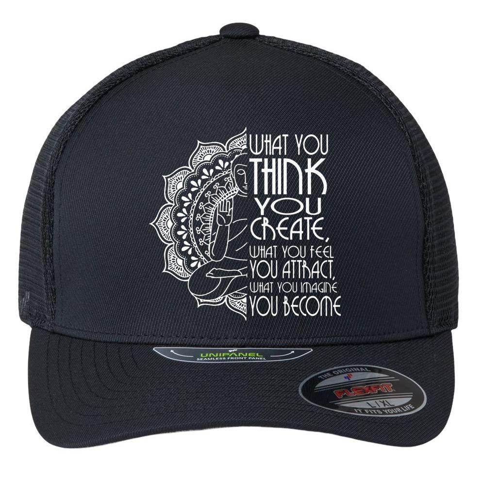 Law Of Attraction Spiritual Buddha Meditation Gifts Men Yoga Flexfit Unipanel Trucker Cap