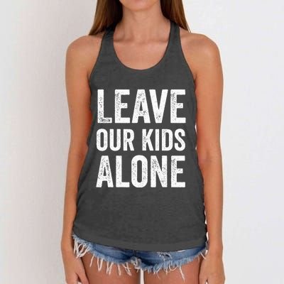 Leave Our Alone Save the children Protest Women's Knotted Racerback Tank