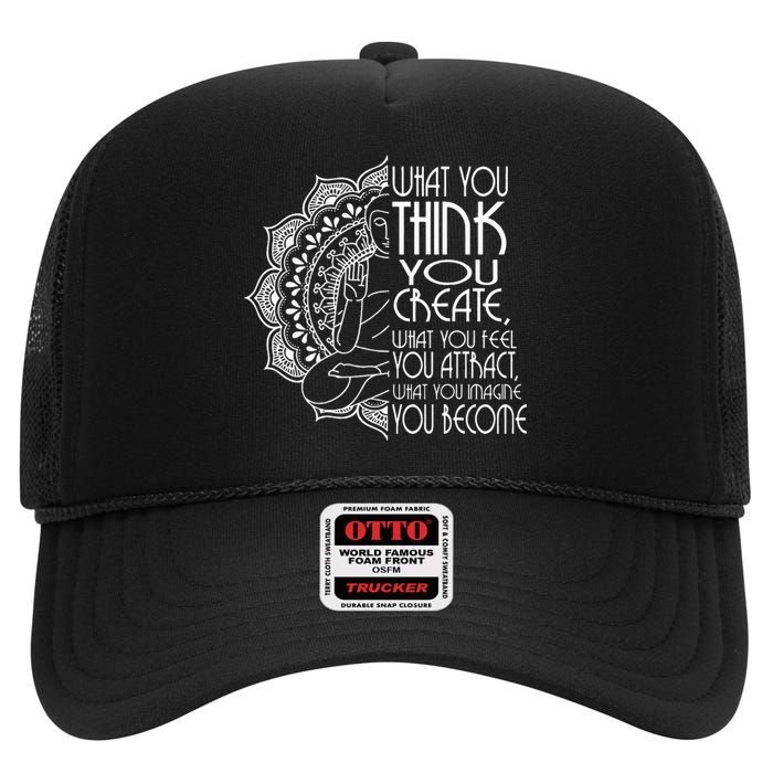 Law Of Attraction Spiritual Buddha Meditation High Crown Mesh Back Trucker Hat