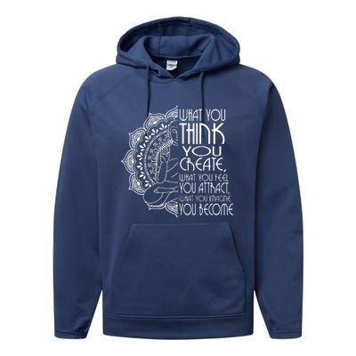 Law Of Attraction Spiritual Buddha Meditation Yoga Performance Fleece Hoodie