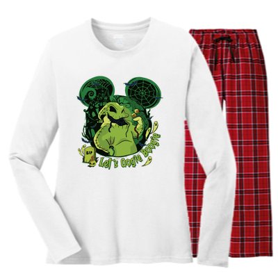 Lets Oogie Boogie Funny Halloween Women's Long Sleeve Flannel Pajama Set 