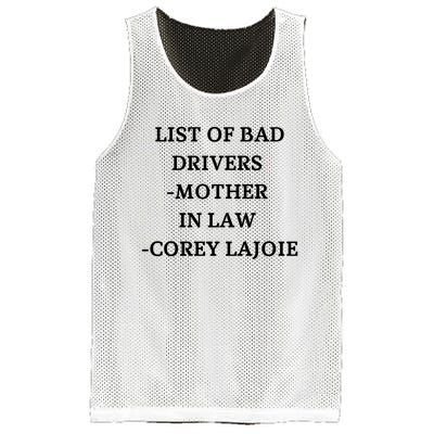 List Of Bad Drivers Mother In Law Corey Lajoie Mesh Reversible Basketball Jersey Tank