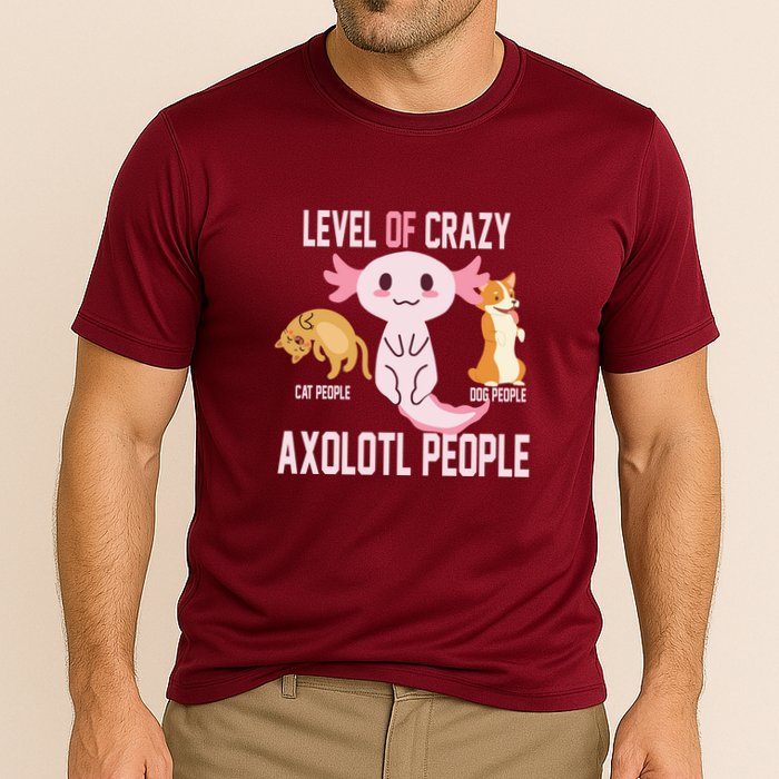 Level Of Crazy Axolotl People Cooling Performance Crew T-Shirt