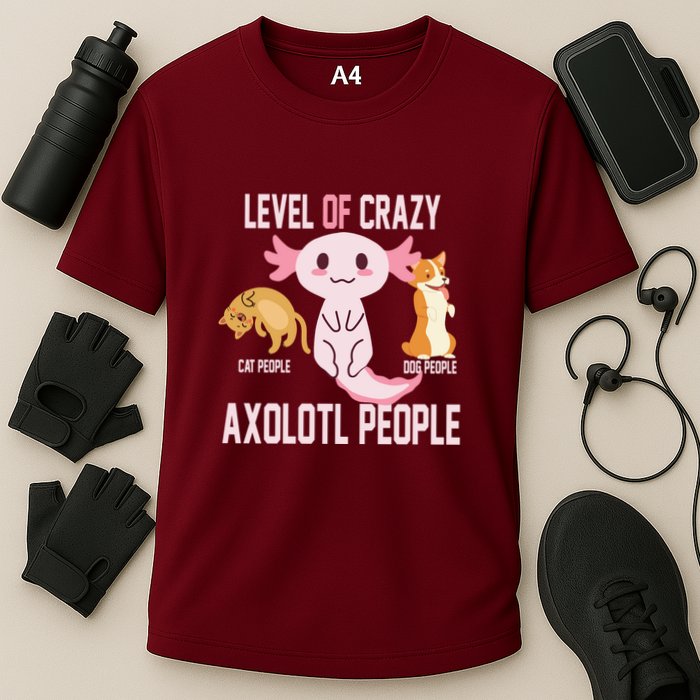 Level Of Crazy Axolotl People Cooling Performance Crew T-Shirt