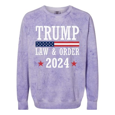 Law & Order Cops For Trump 2024 Police Thin Blue Line Colorblast Crewneck Sweatshirt