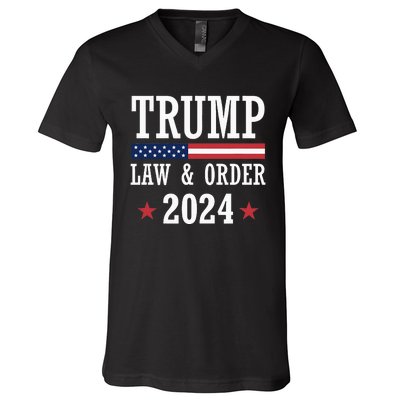 Law & Order Cops For Trump 2024 Police Thin Blue Line V-Neck T-Shirt