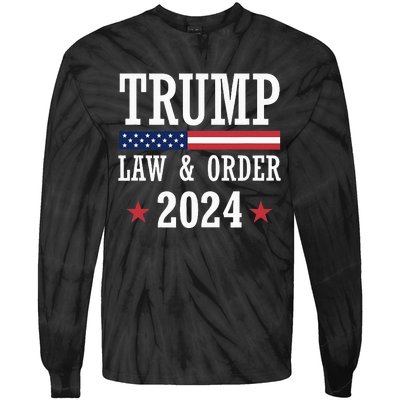 Law & Order Cops For Trump 2024 Police Thin Blue Line Tie-Dye Long Sleeve Shirt