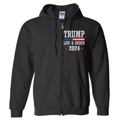 Law & Order Cops For Trump 2024 Police Thin Blue Line Full Zip Hoodie