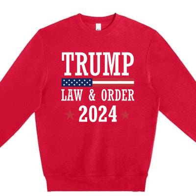 Law & Order Cops For Trump 2024 Police Thin Blue Line Premium Crewneck Sweatshirt