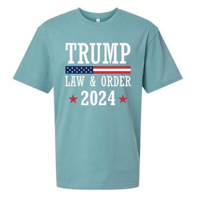 Law & Order Cops For Trump 2024 Police Thin Blue Line Sueded Cloud Jersey T-Shirt