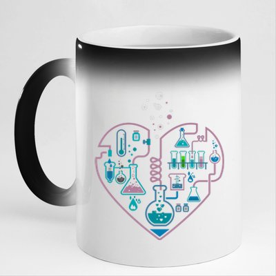 Love Of Chemistry Heart 11oz Black Color Changing Mug