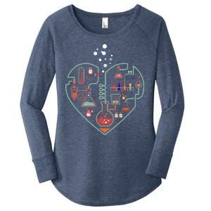 Love Of Chemistry Heart Women's Perfect Tri Tunic Long Sleeve Shirt