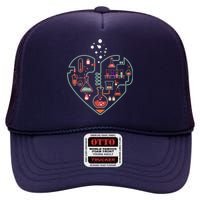 Love Of Chemistry Heart High Crown Mesh Back Trucker Hat