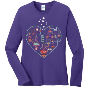 Love Of Chemistry Heart Ladies Long Sleeve Shirt