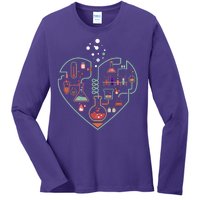 Love Of Chemistry Heart Ladies Long Sleeve Shirt