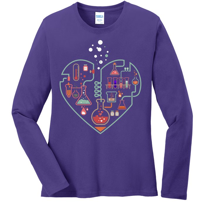 Love Of Chemistry Heart Ladies Long Sleeve Shirt