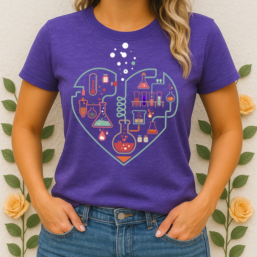 Love Of Chemistry Heart Womens T-Shirt