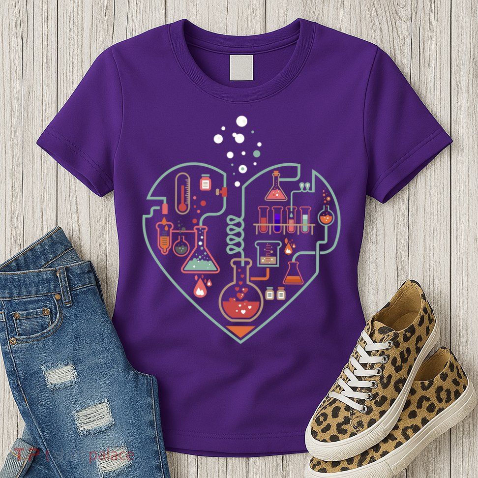 Love Of Chemistry Heart Womens T-Shirt