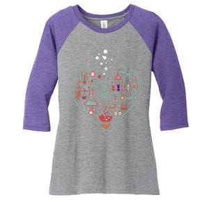 Love Of Chemistry Heart Women's Tri-Blend 3/4-Sleeve Raglan Shirt