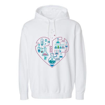 Love Of Chemistry Heart Garment-Dyed Fleece Hoodie