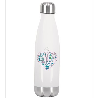 Love Of Chemistry Heart Stainless Steel Insulated Water Bottle