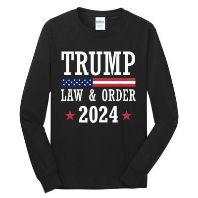 Law & Order Cops For Trump 2024 Police Thin Blue Line Tall Long Sleeve T-Shirt