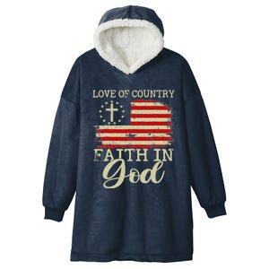 Love Of Country Faith In God Patriotic 4th Of July Christian Hooded Wearable Blanket