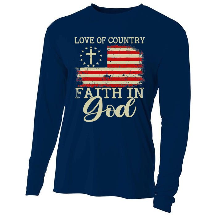 Love Of Country Faith In God Patriotic 4th Of July Christian Cooling Performance Long Sleeve Crew