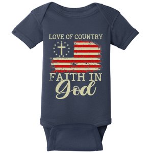 Love Of Country Faith In God Patriotic 4th Of July Christian Baby Bodysuit