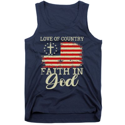 Love Of Country Faith In God Patriotic 4th Of July Christian Tank Top