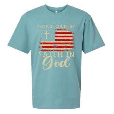 Love Of Country Faith In God Patriotic 4th Of July Christian Sueded Cloud Jersey T-Shirt