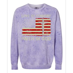 Love Of Country Faith In God Christian Patriotic Colorblast Crewneck Sweatshirt