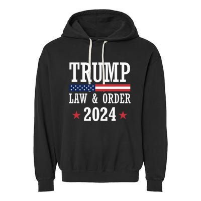 Law & Order Cops For Trump 2024 Police Thin Blue Line Garment-Dyed Fleece Hoodie