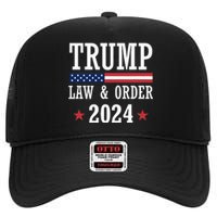 Law & Order Cops For Trump 2024 Police Thin Blue Line High Crown Mesh Back Trucker Hat