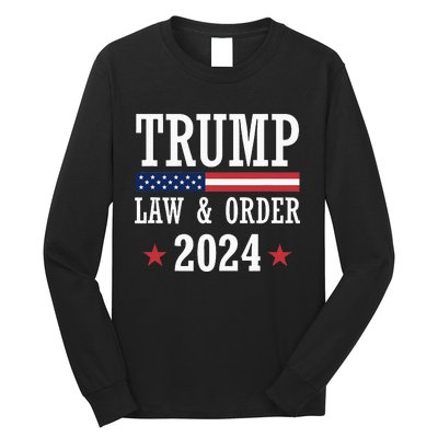 Law & Order Cops For Trump 2024 Police Thin Blue Line Long Sleeve Shirt