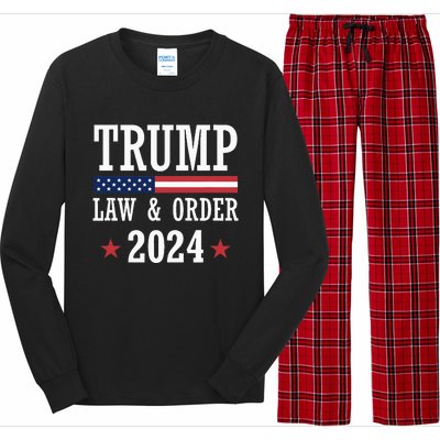 Law & Order Cops For Trump 2024 Police Thin Blue Line Long Sleeve Pajama Set