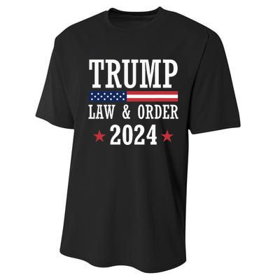 Law & Order Cops For Trump 2024 Police Thin Blue Line Performance Sprint T-Shirt