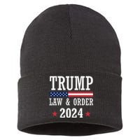 Law & Order Cops For Trump 2024 Police Thin Blue Line Sustainable Knit Beanie