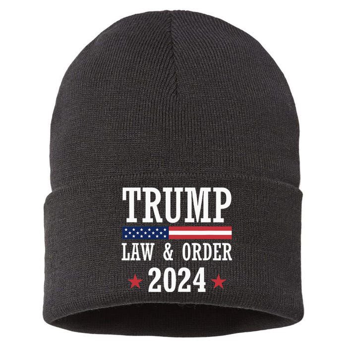 Law & Order Cops For Trump 2024 Police Thin Blue Line Sustainable Knit Beanie