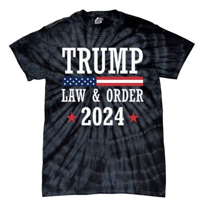 Law & Order Cops For Trump 2024 Police Thin Blue Line Tie-Dye T-Shirt