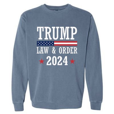 Law & Order Cops For Trump 2024 Police Thin Blue Line Garment-Dyed Sweatshirt