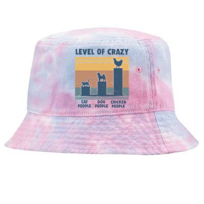 Level Of Crazy Chicken Lover Funny Tie-Dyed Bucket Hat