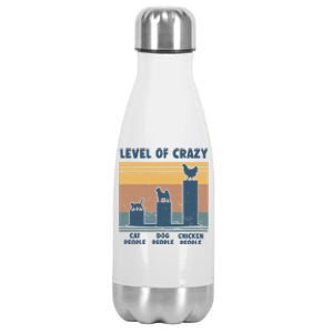 Level Of Crazy Chicken Lover Funny Stainless Steel Insulated Water Bottle