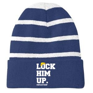 Lock Him Up Resist Trump #impeachtrump Striped Beanie with Solid Band