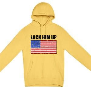 Lock Him Up Resist USA Flag Anti Trump Premium Pullover Hoodie