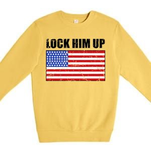 Lock Him Up Resist USA Flag Anti Trump Premium Crewneck Sweatshirt